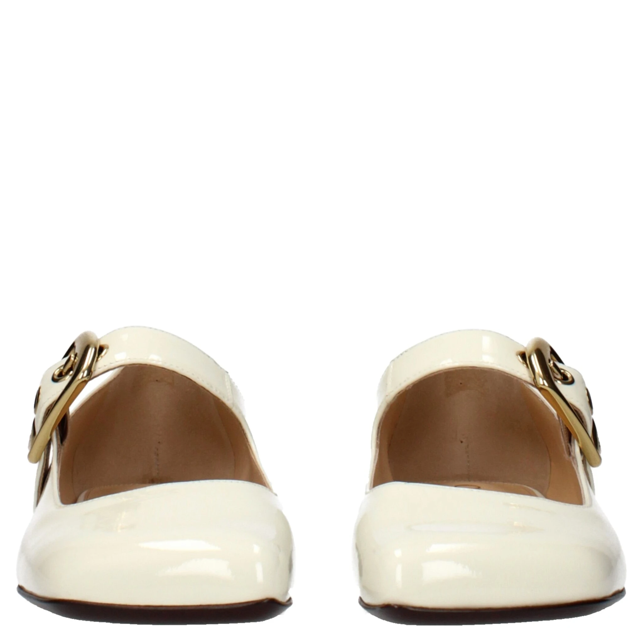 Beige Leather Ballet Flats
