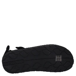 Black Fabric Flat Sandals