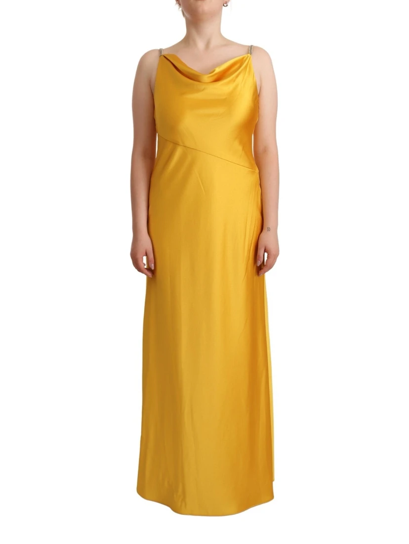 Yellow Sheath Sleeveless Long Gown Women Dress