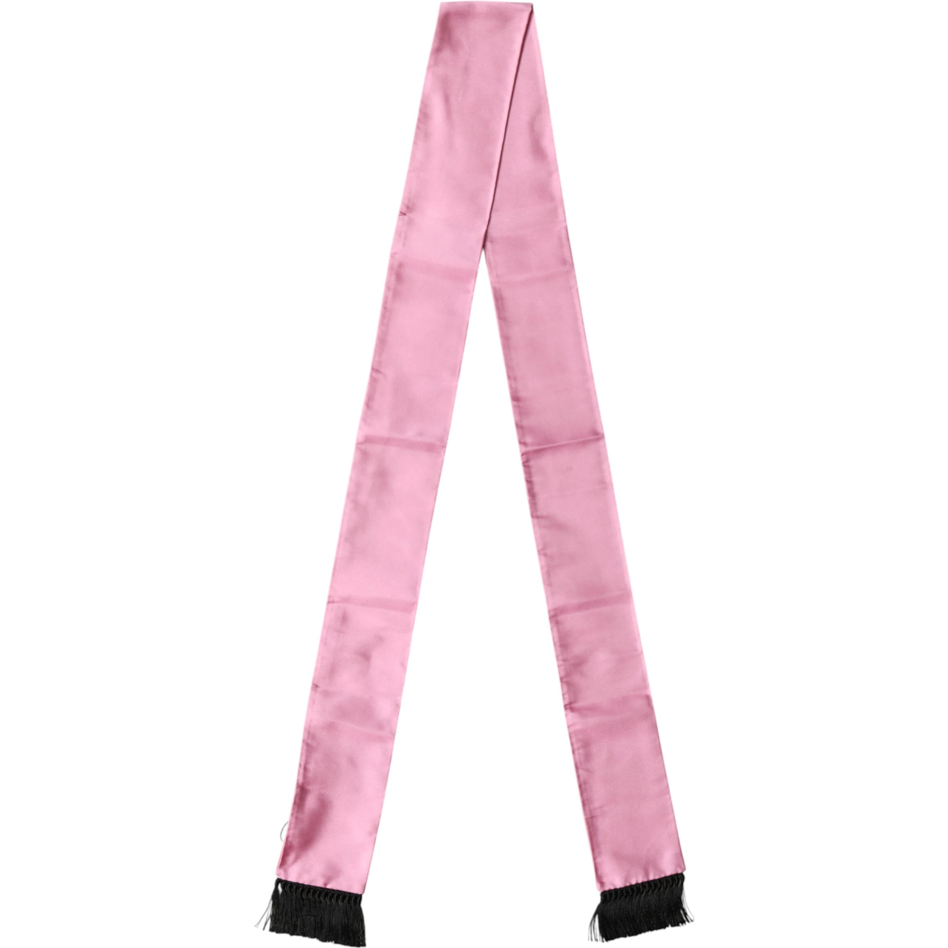 Pink Silk Fringes Neck Wrap Foulard Scarf
