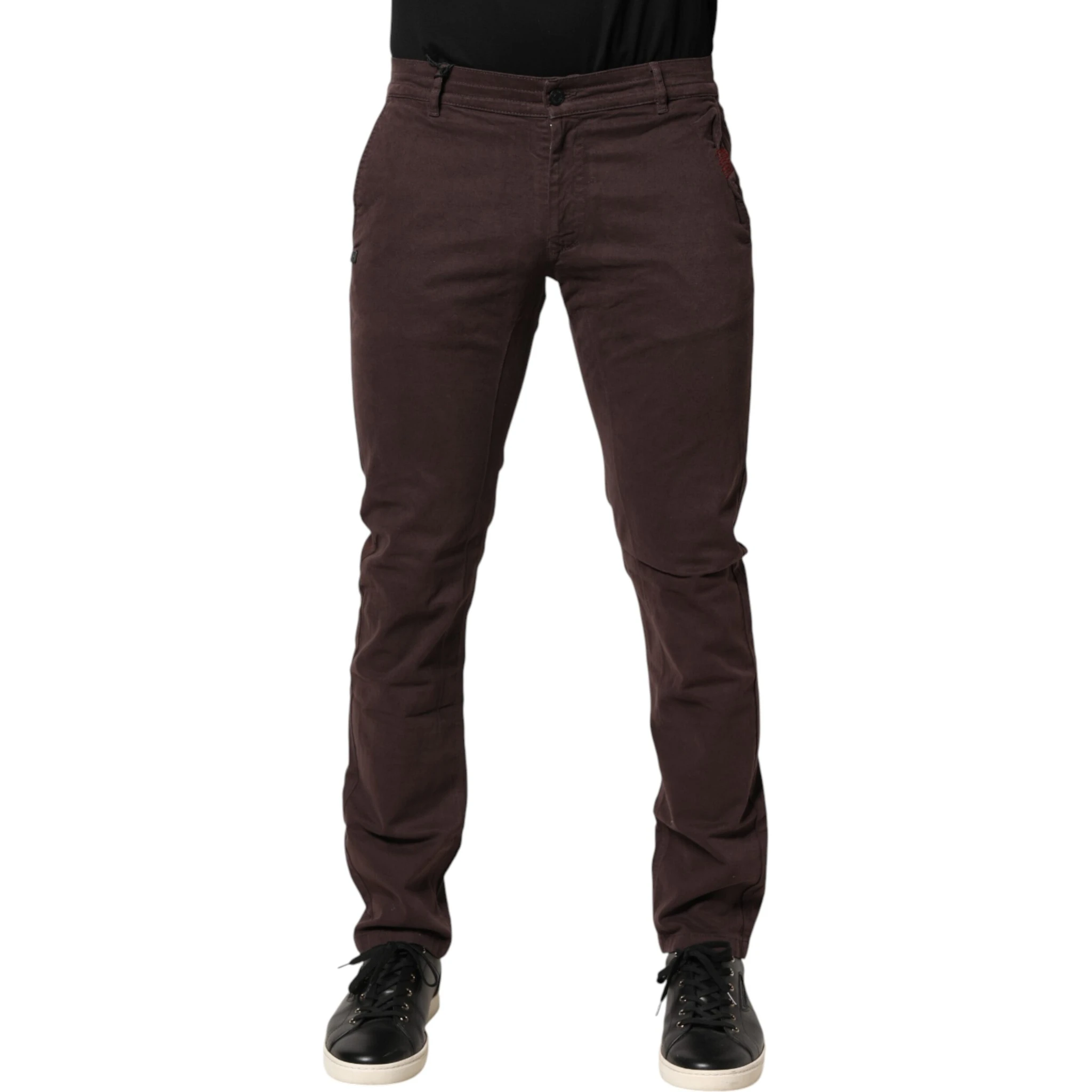 Brown Cotton Mid Waist Skinny Men Denim  Jeans