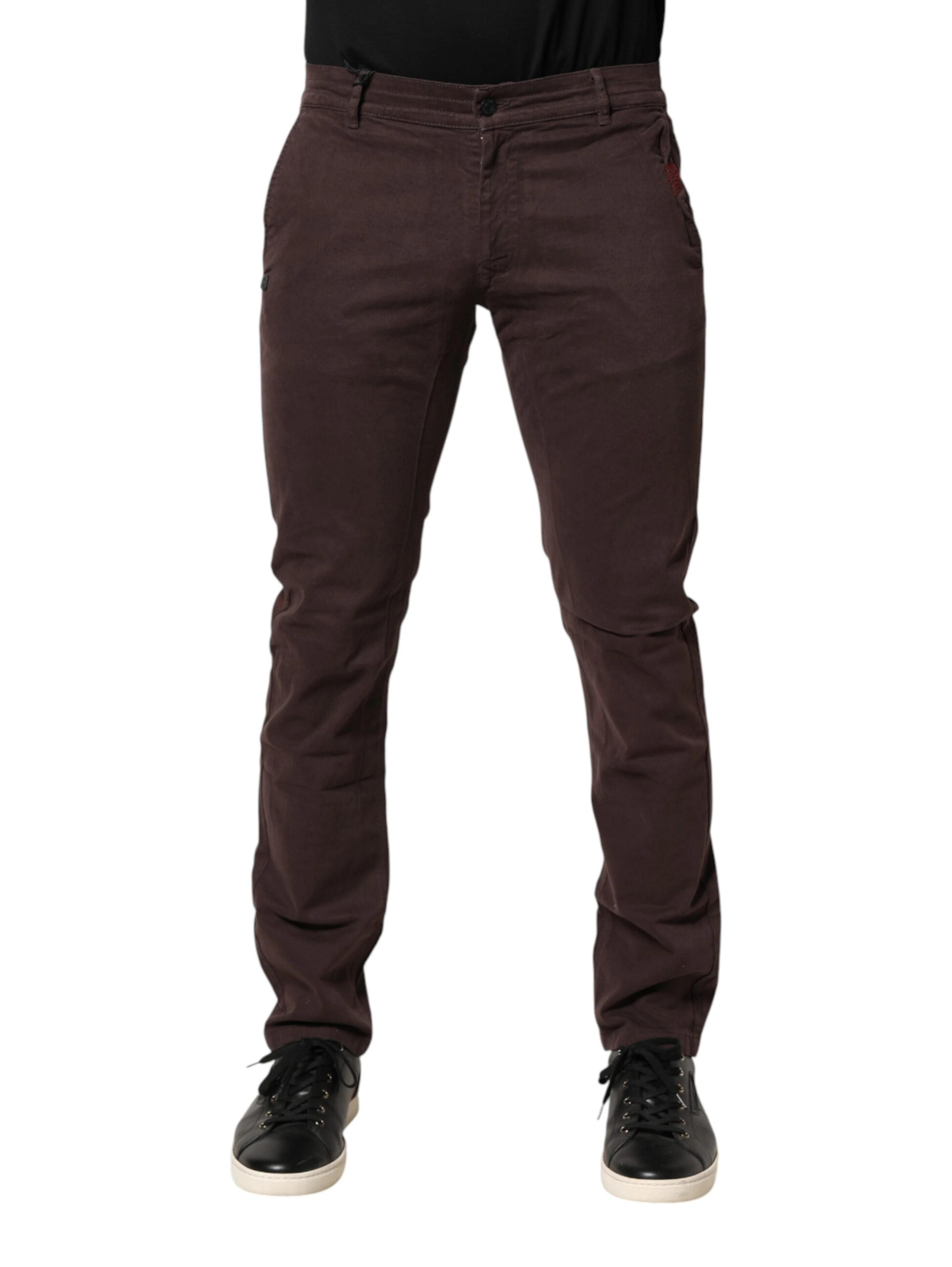Brown Cotton Mid Waist Skinny Men Denim  Jeans
