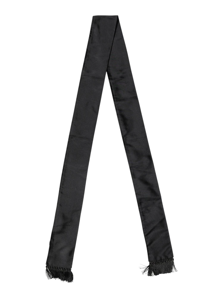 Black Silk Fringes Neck Wrap Foulard Scarf
