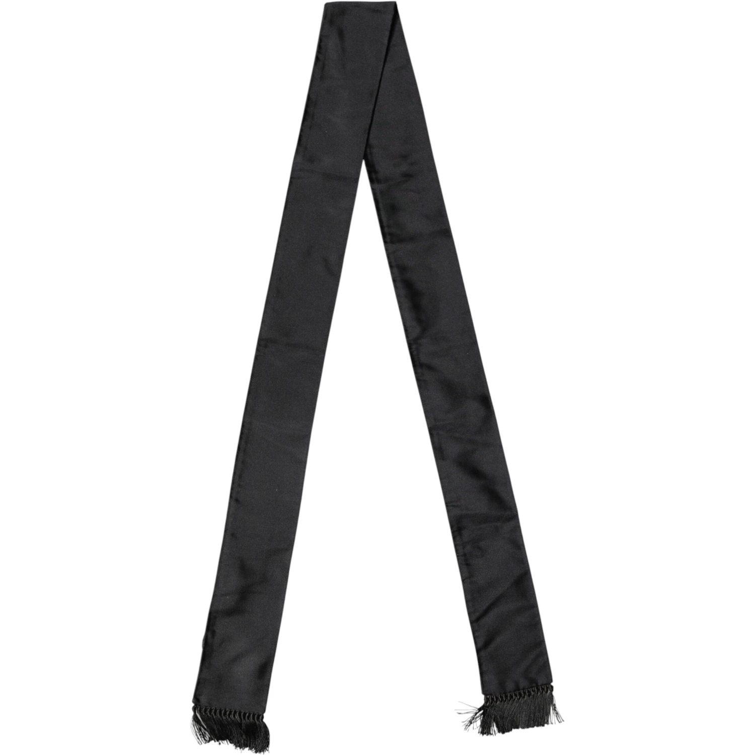 Black Silk Fringes Neck Wrap Foulard Scarf