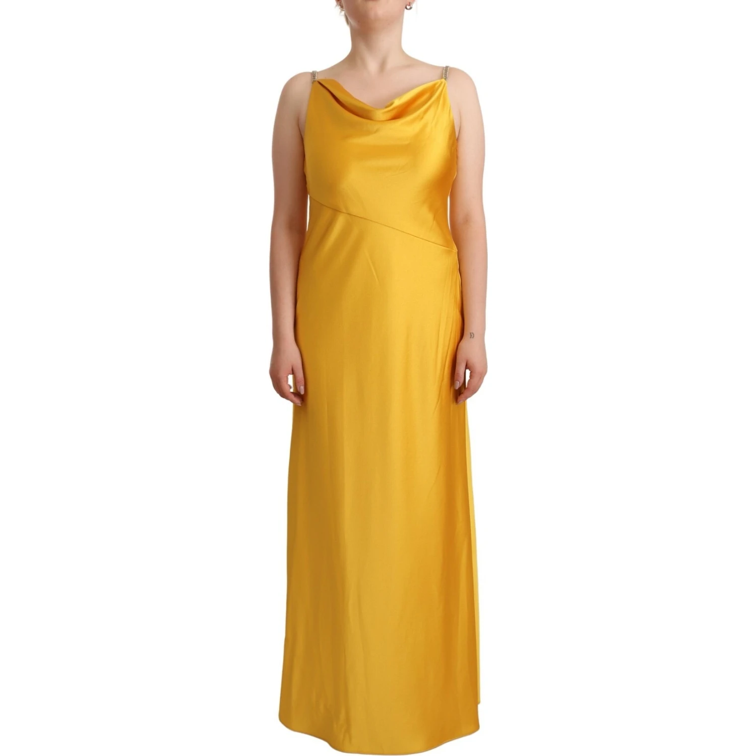 Yellow Sheath Sleeveless Long Gown Women Dress