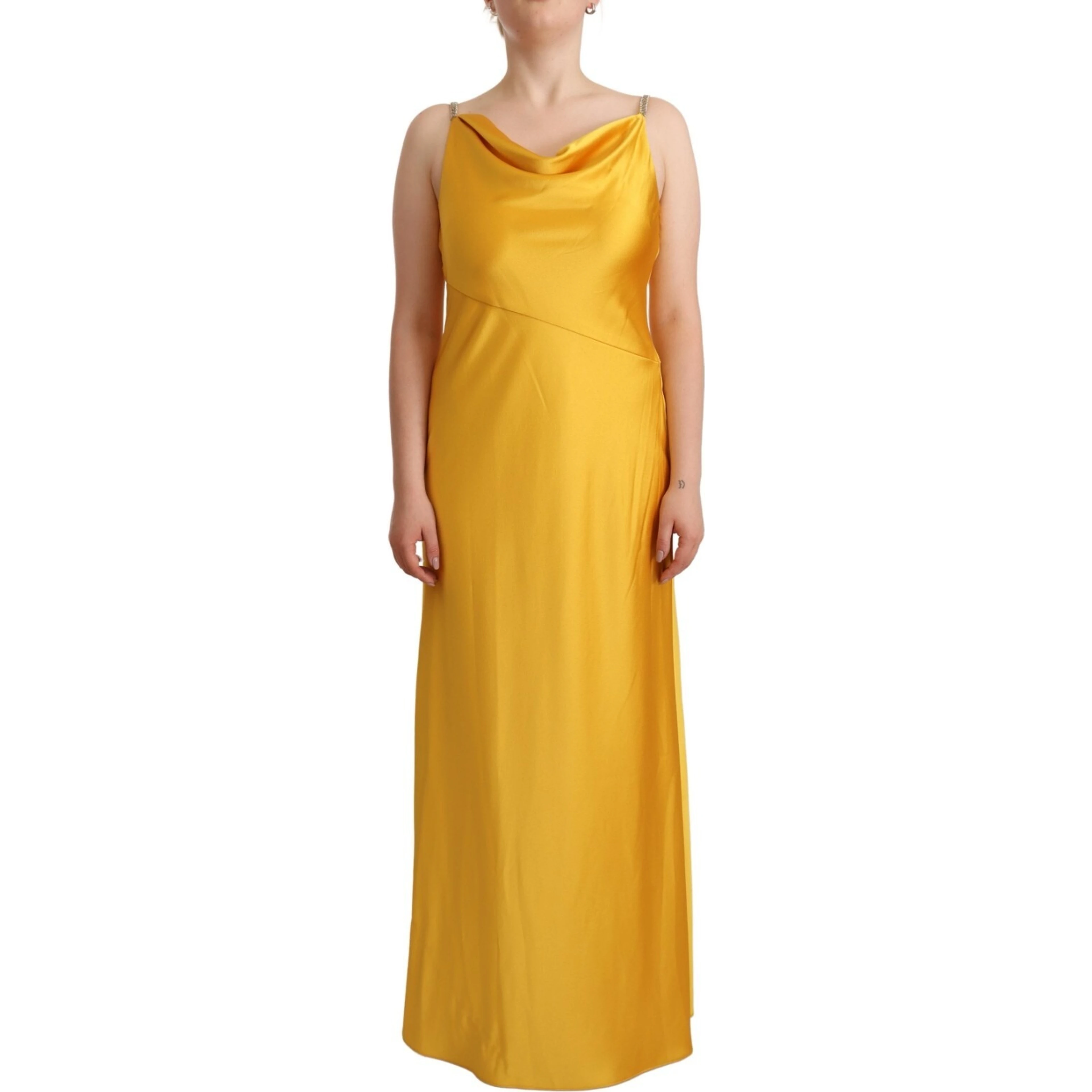 Yellow Sheath Sleeveless Long Gown Women Dress