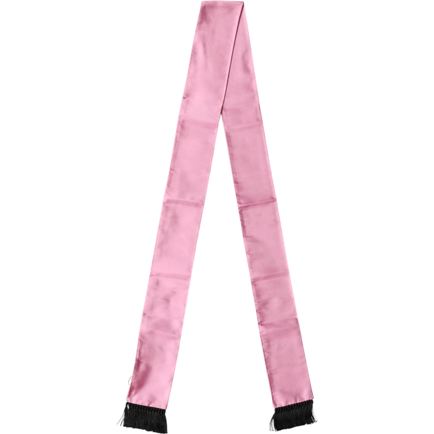 Pink Silk Fringes Neck Wrap Foulard Scarf