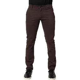 Brown Cotton Mid Waist Skinny Men Denim  Jeans