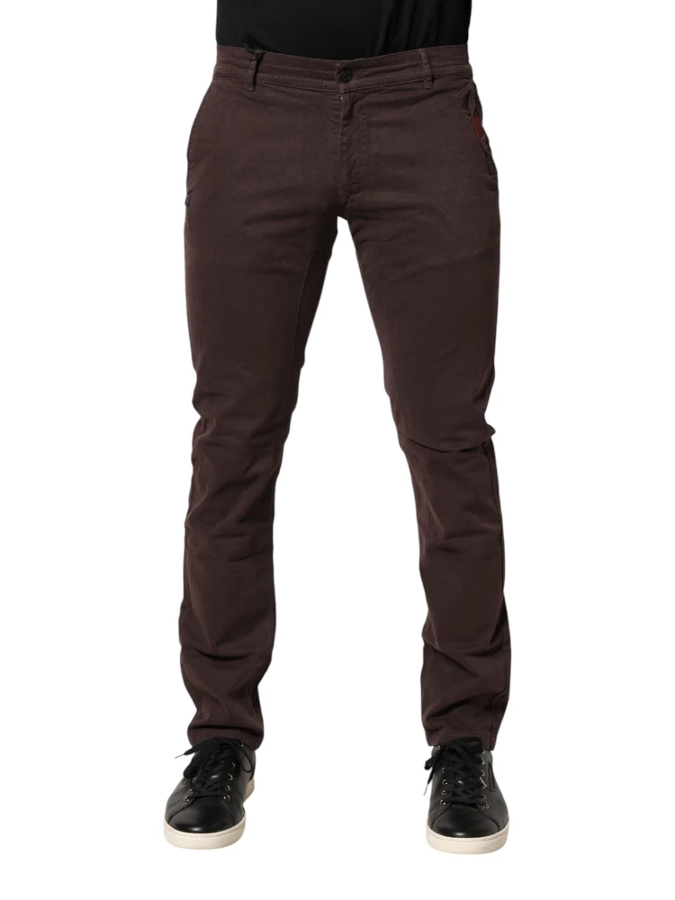 Brown Cotton Mid Waist Skinny Men Denim  Jeans alternative