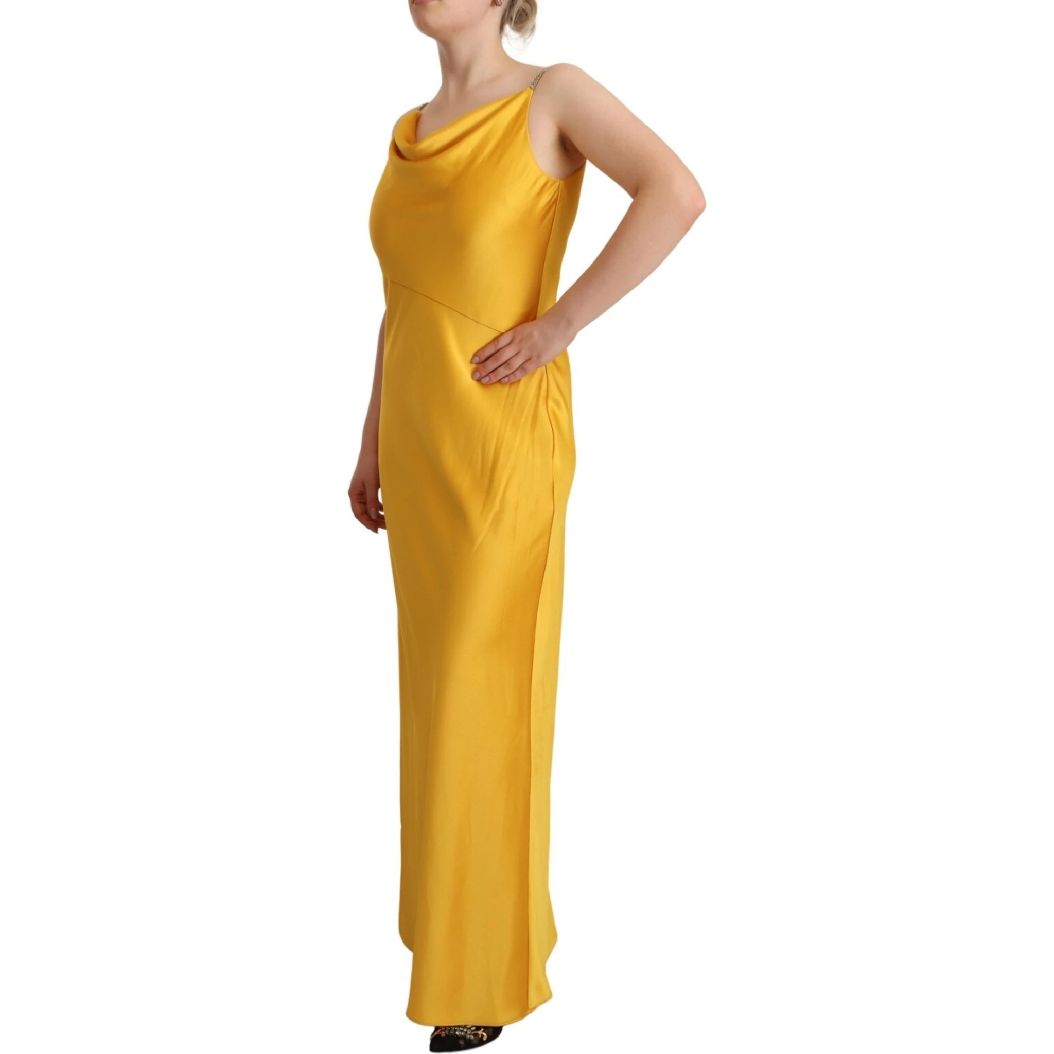 Yellow Sheath Sleeveless Long Gown Women Dress