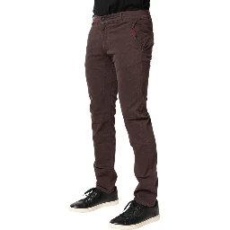 Brown Cotton Mid Waist Skinny Men Denim  Jeans