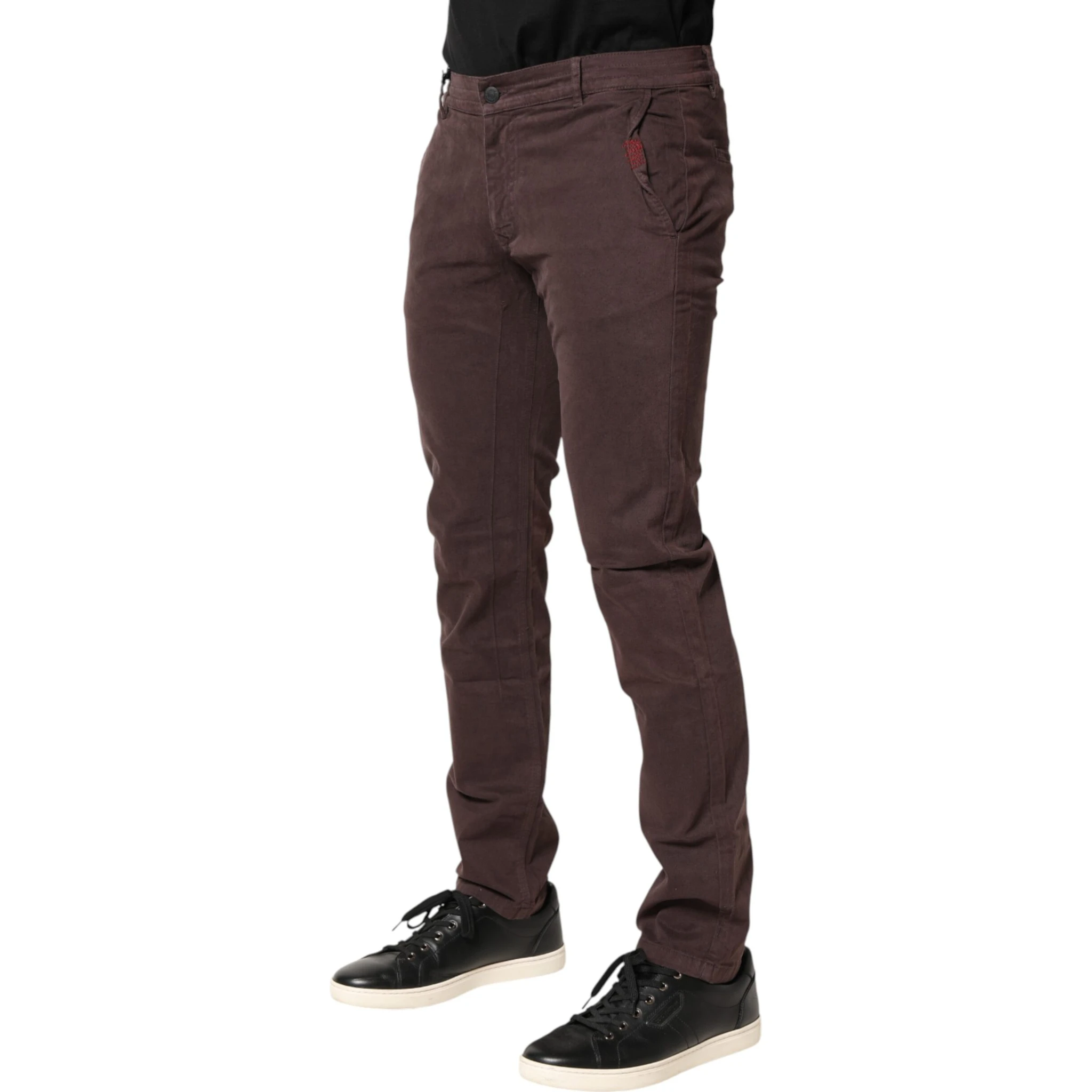 Brown Cotton Mid Waist Skinny Men Denim  Jeans