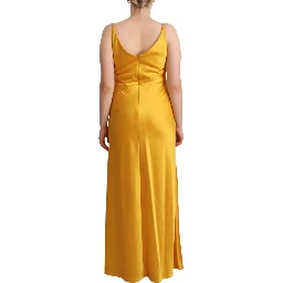 Yellow Sheath Sleeveless Long Gown Women Dress