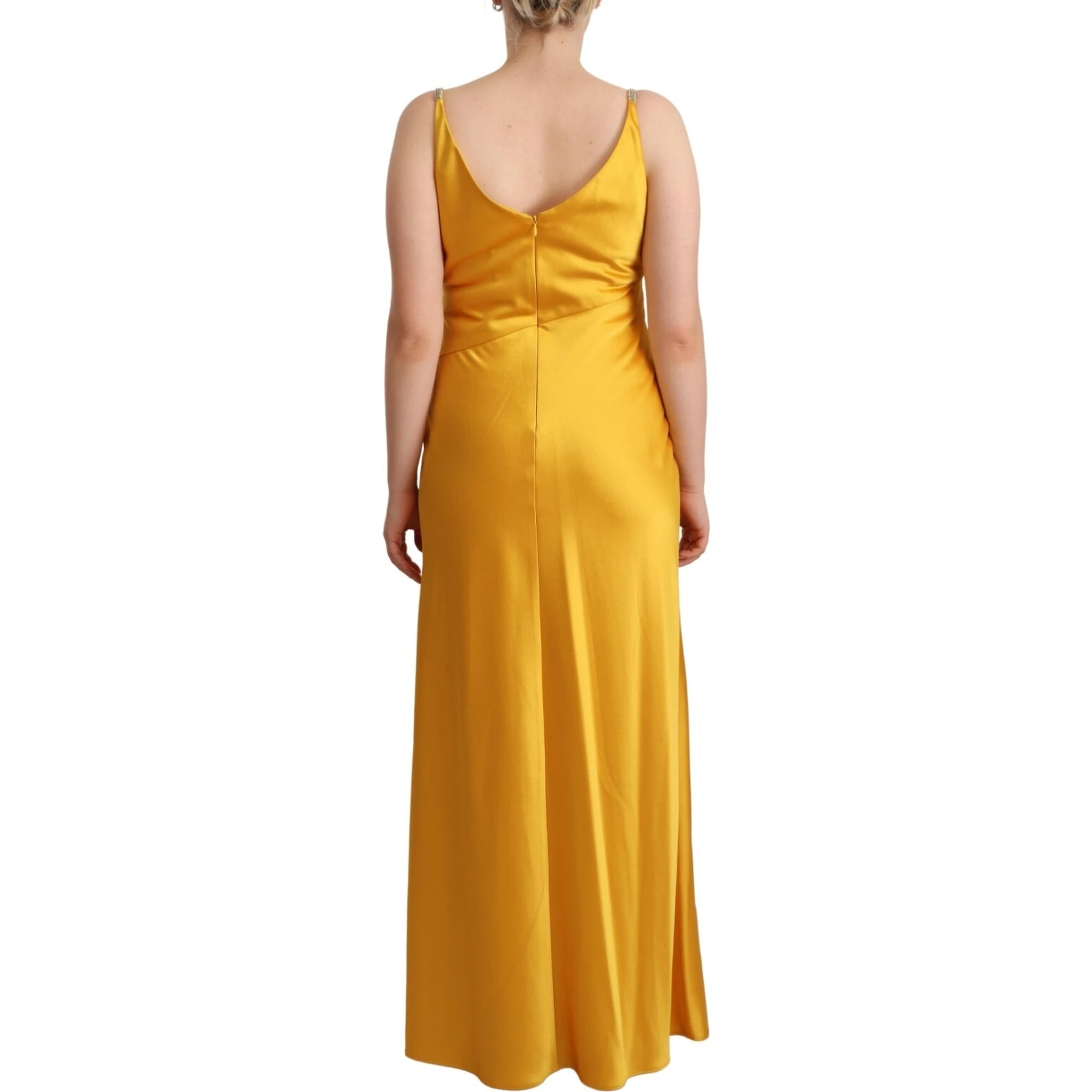 Yellow Sheath Sleeveless Long Gown Women Dress