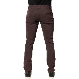 Brown Cotton Mid Waist Skinny Men Denim  Jeans