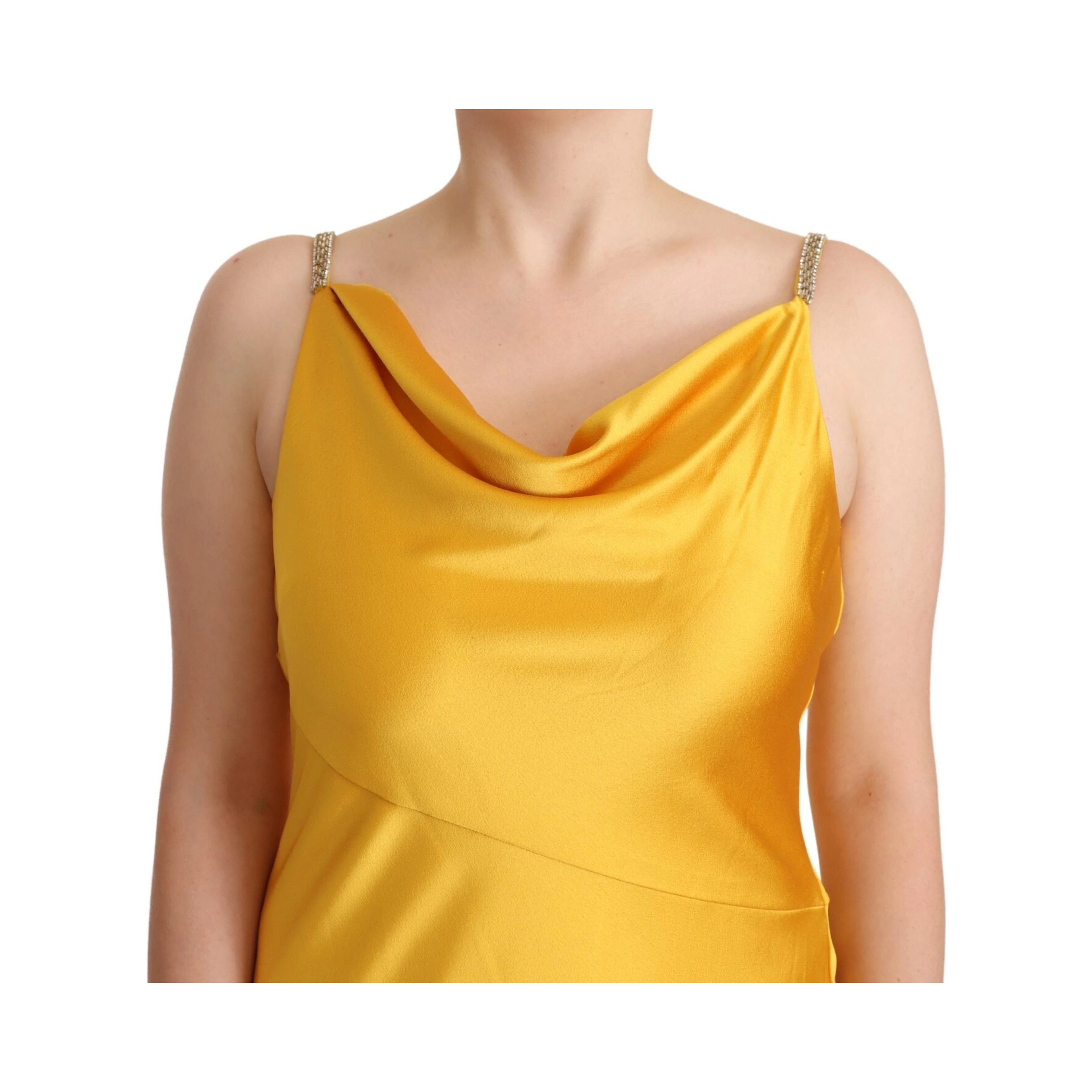 Yellow Sheath Sleeveless Long Gown Women Dress