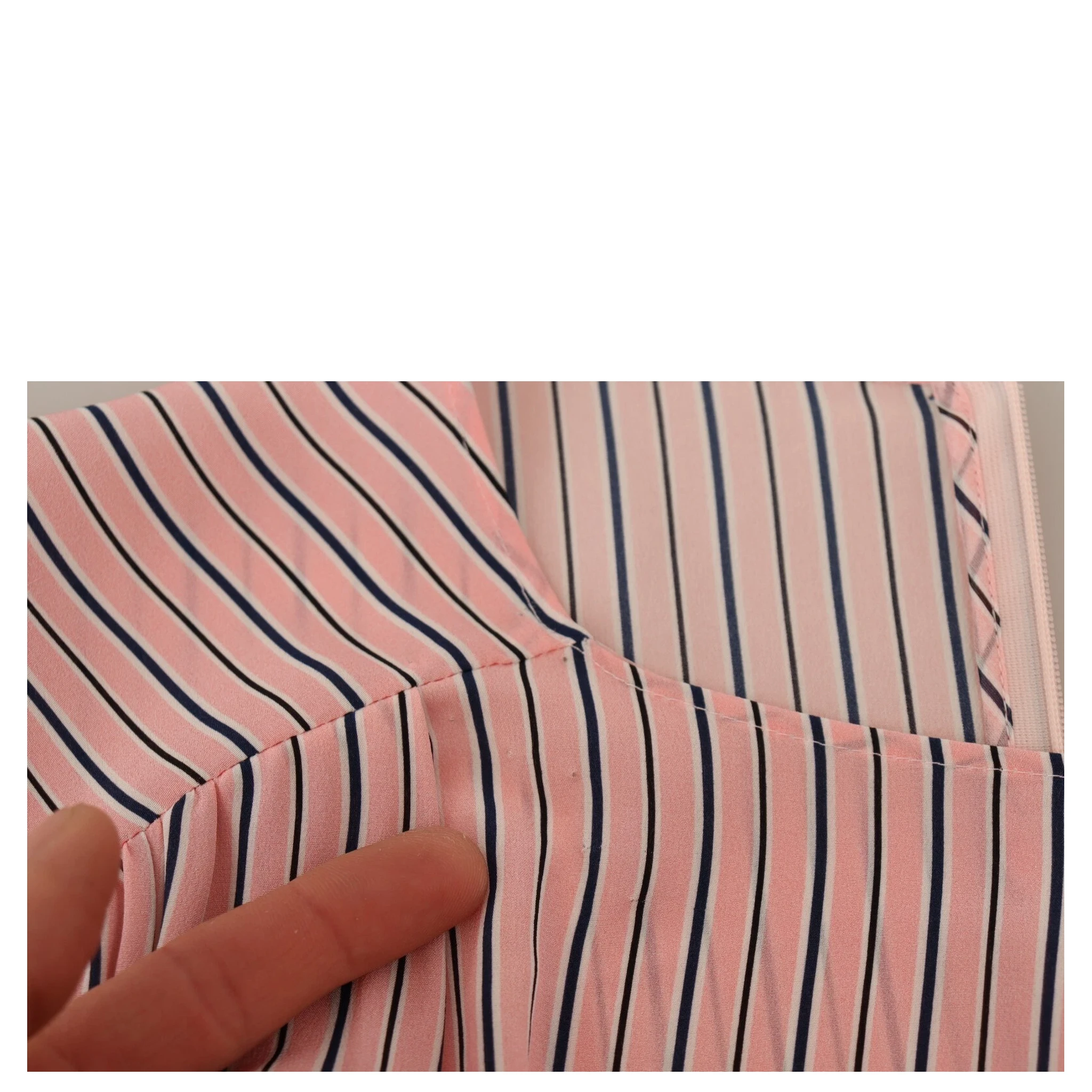 Pink Stripes Long Sleeves Sheath Midi Dress
