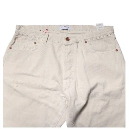 White Cotton Straight Mid Waist Denim Men Trouser Jeans
