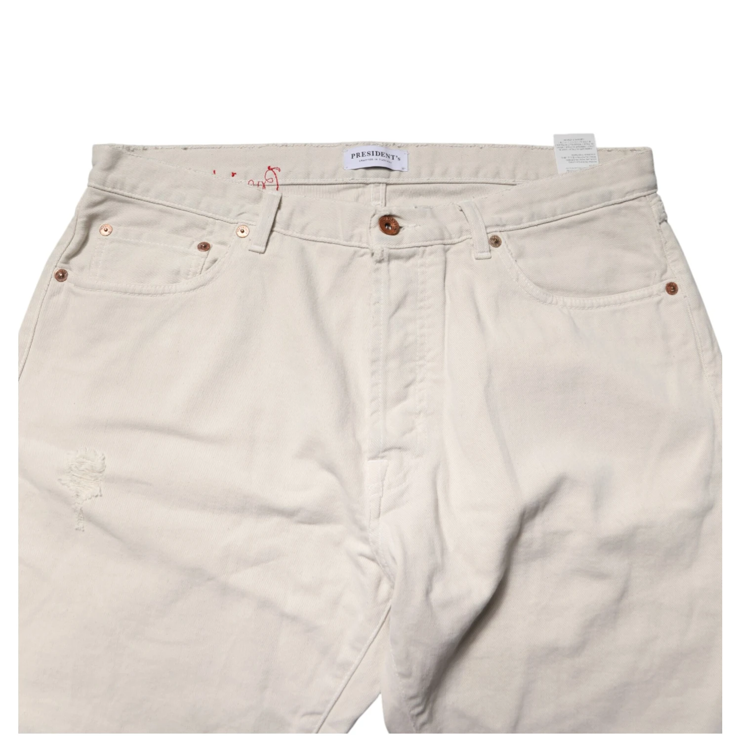 White Cotton Straight Mid Waist Denim Men Trouser Jeans