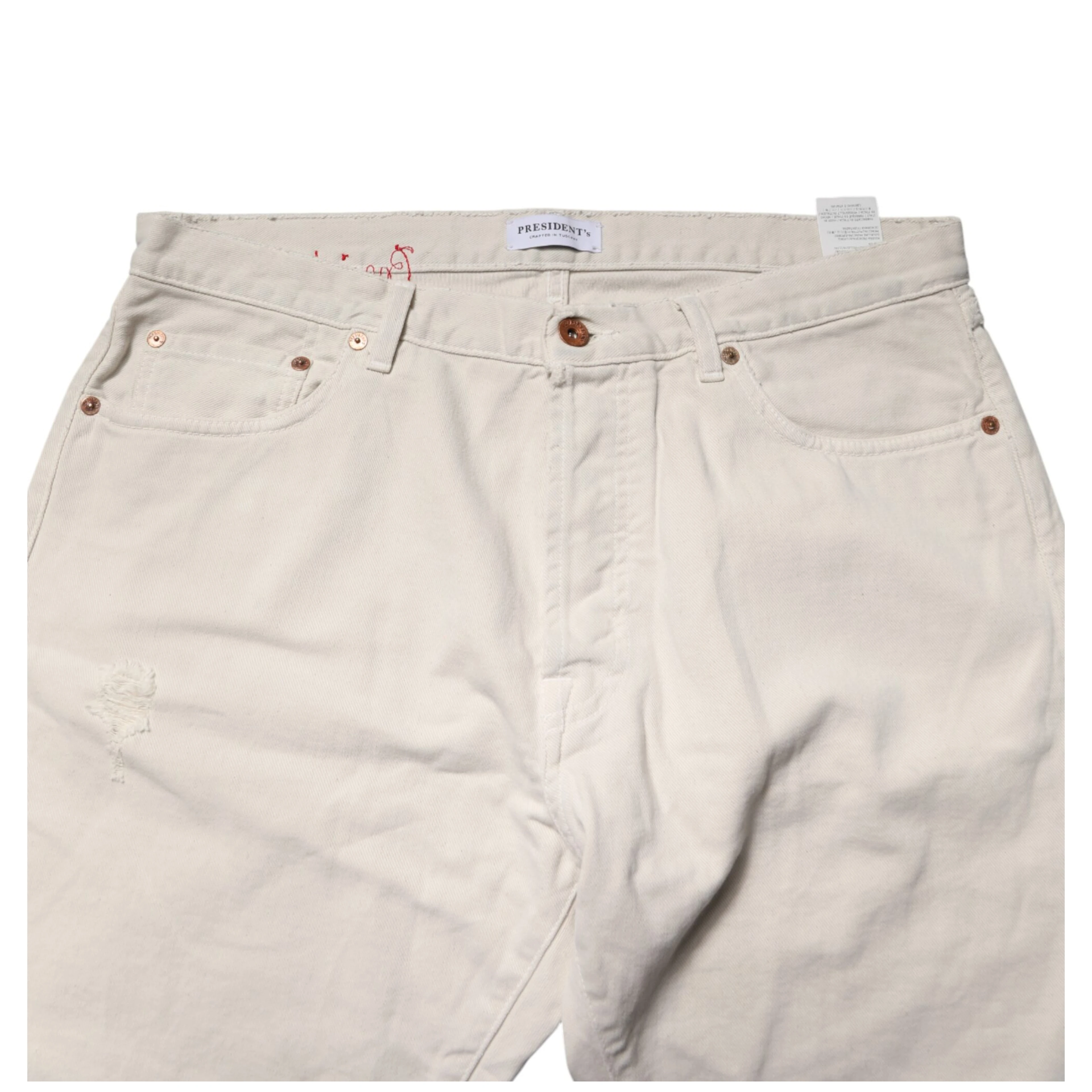 White Cotton Straight Mid Waist Denim Men Trouser Jeans