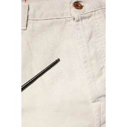 White Cotton Straight Mid Waist Denim Men Trouser Jeans