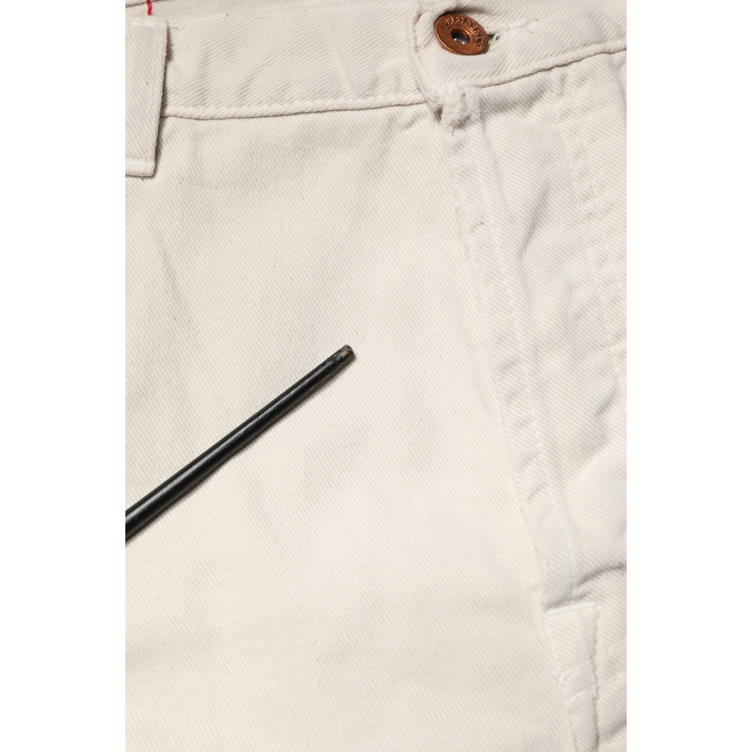 White Cotton Straight Mid Waist Denim Men Trouser Jeans
