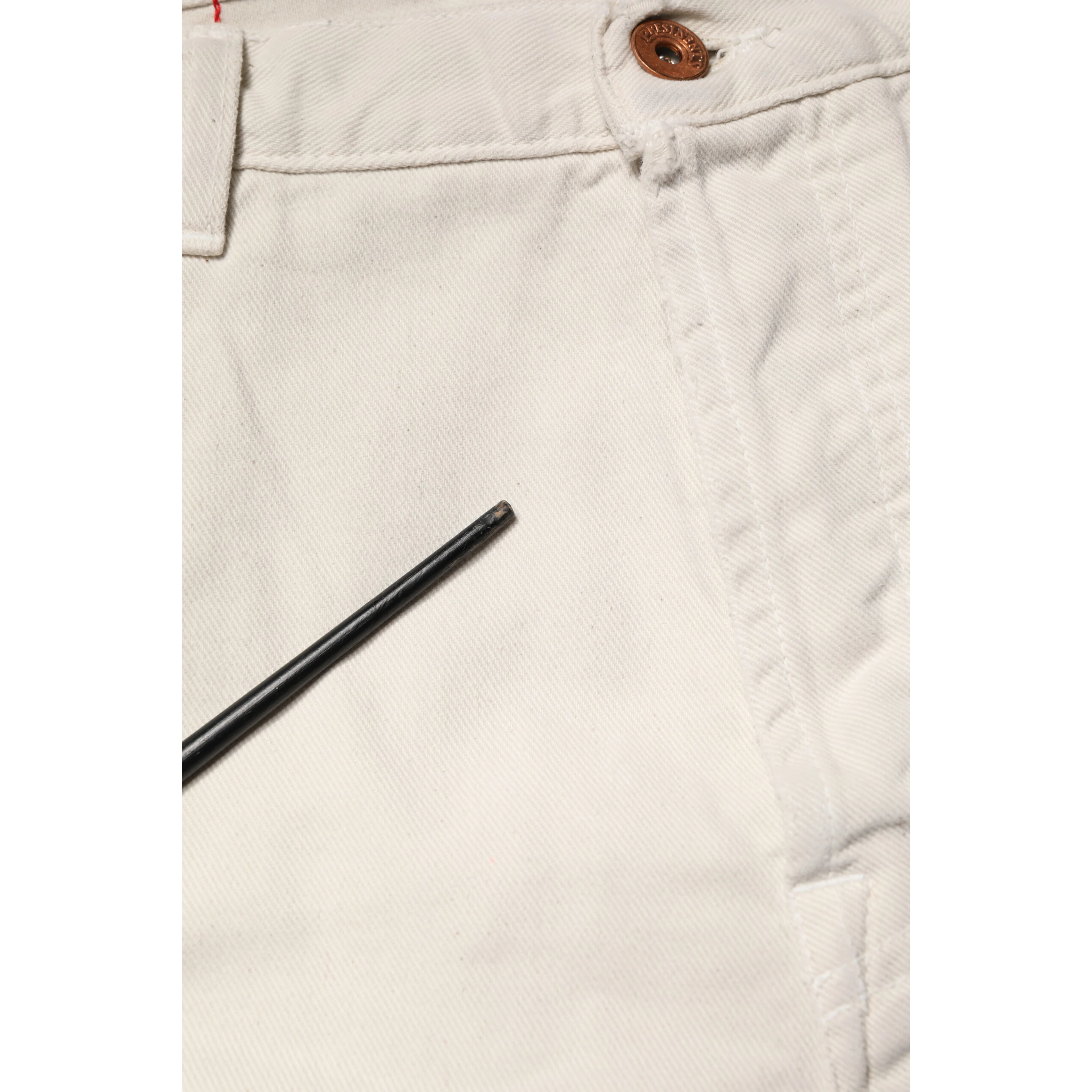 White Cotton Straight Mid Waist Denim Men Trouser Jeans