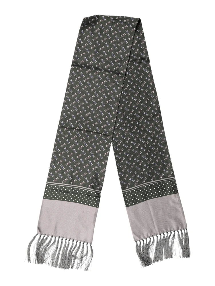 Gray Patterned Fringes Neck Foulard Scarf alternative