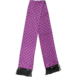 Violet Polka Dot Fringes Neck Foulard Scarf