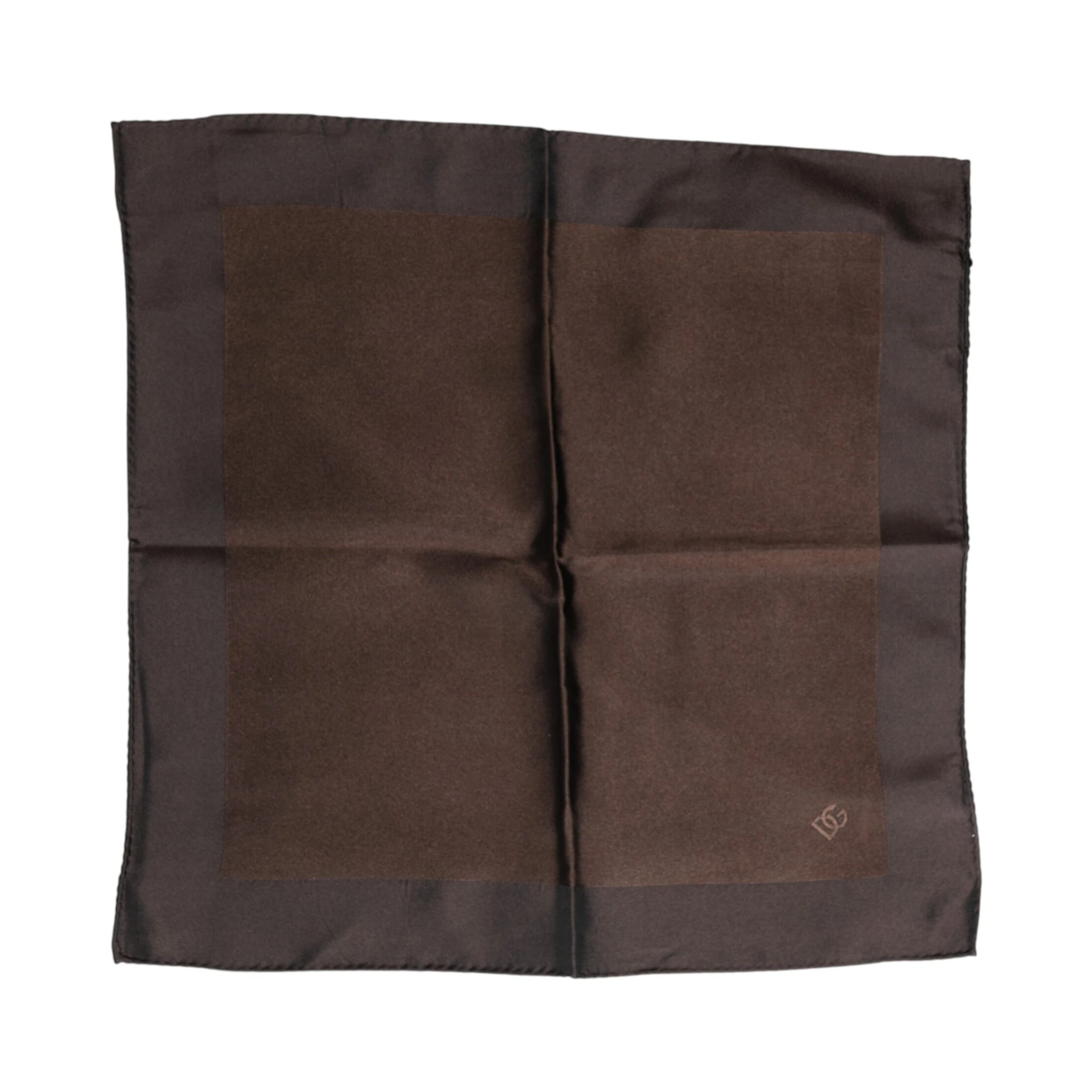 Brown Logo Silk Square Handkerchief Scarf