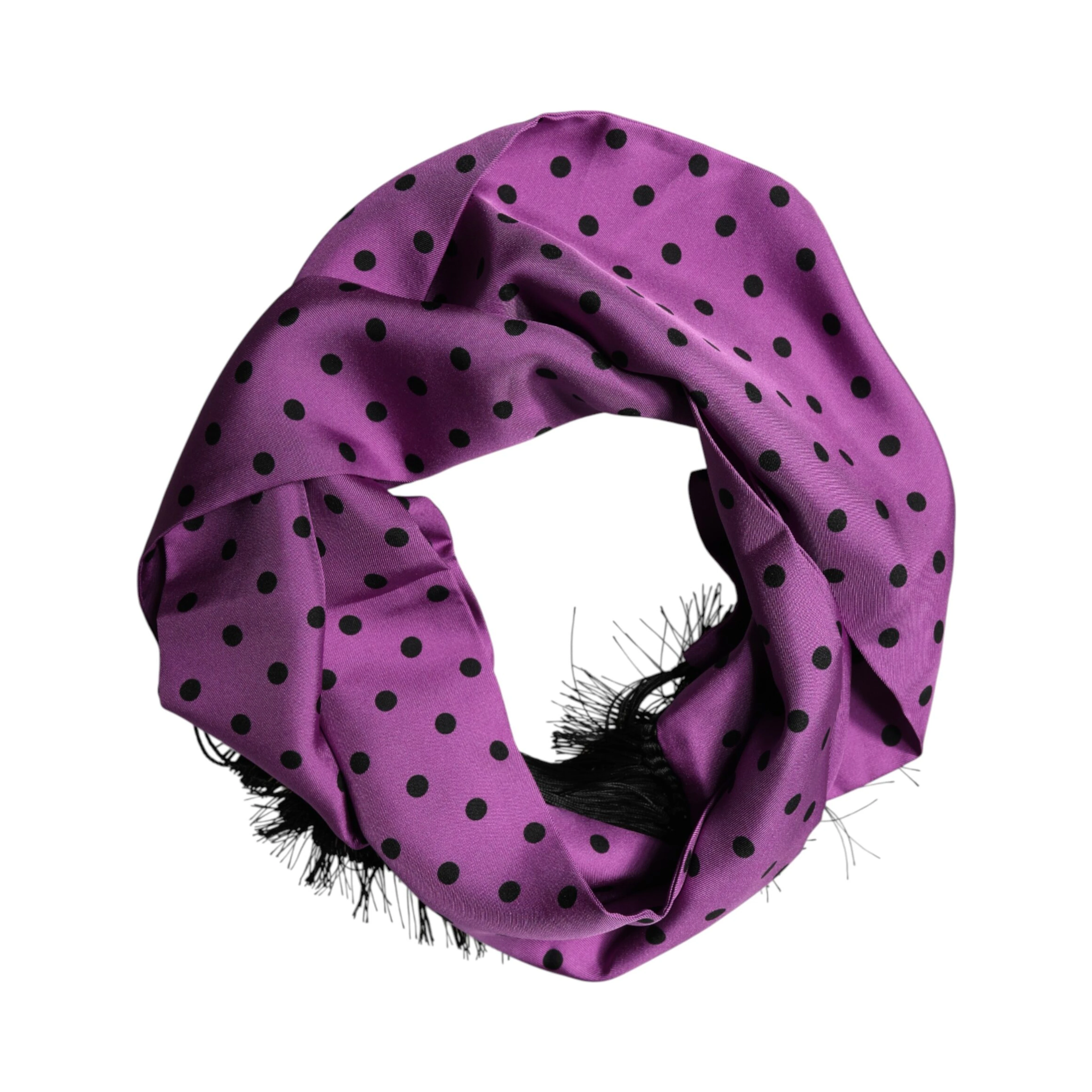 Violet Polka Dot Fringes Neck Foulard Scarf
