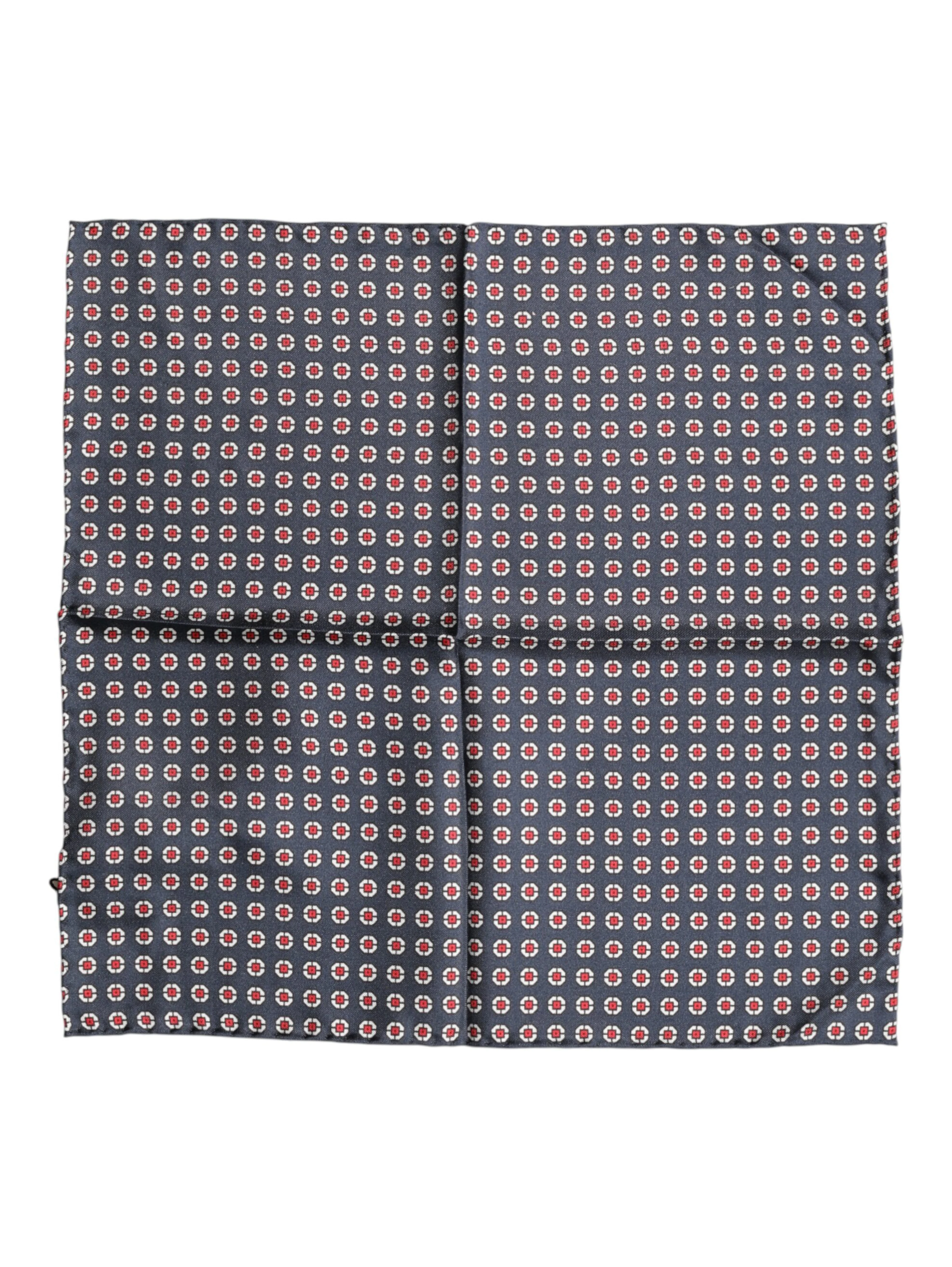 Blue Patterned Silk Square Handkerchief Scarf