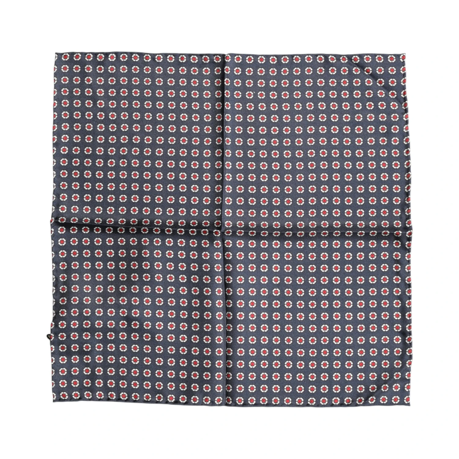 Blue Patterned Silk Square Handkerchief Scarf