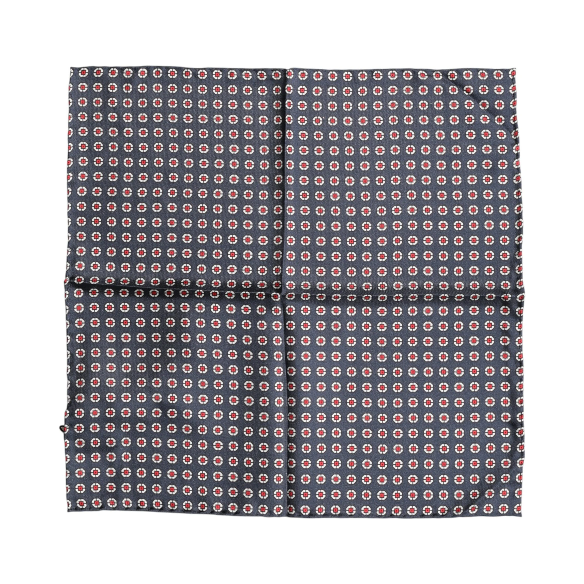 Blue Patterned Silk Square Handkerchief Scarf