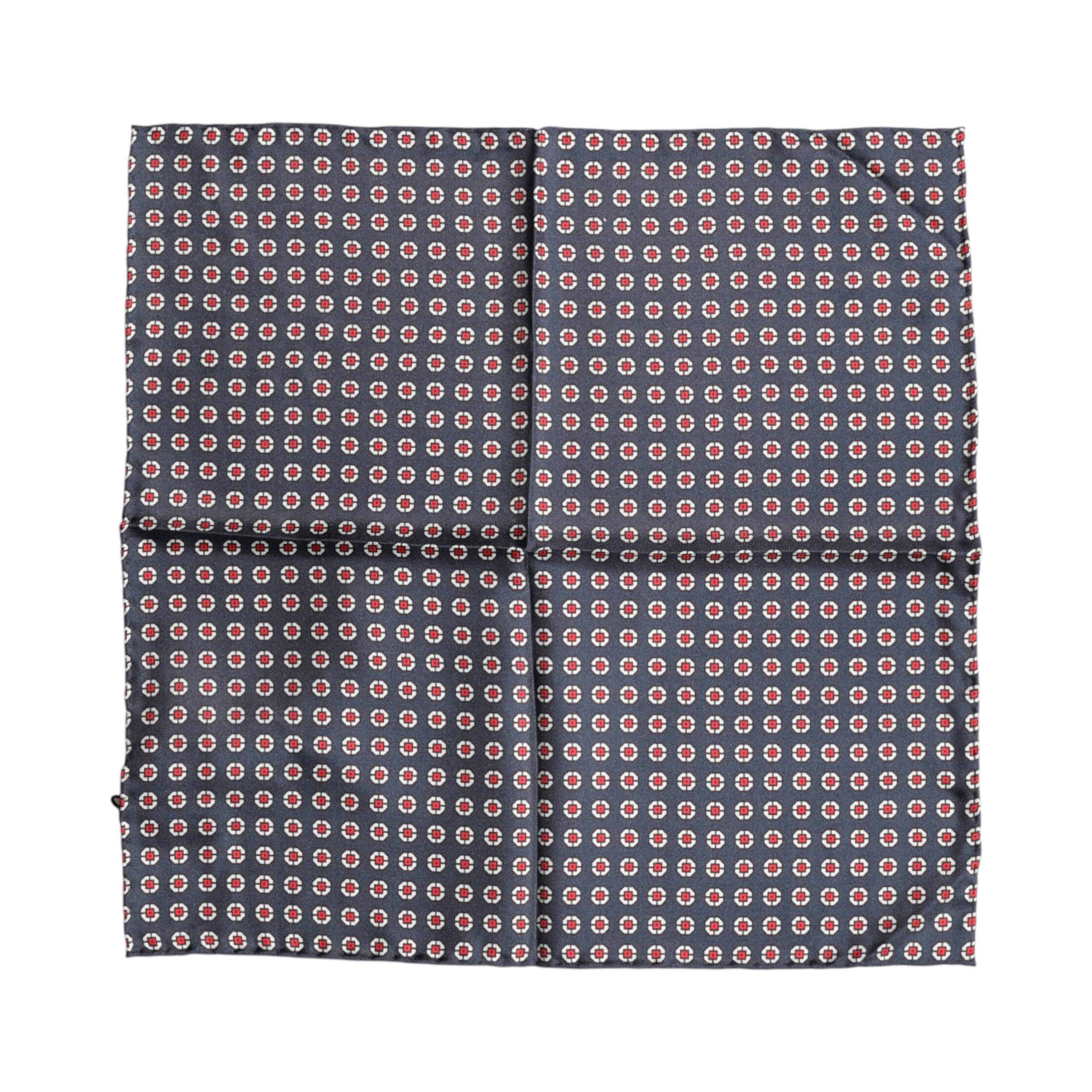 Blue Patterned Silk Square Handkerchief Scarf