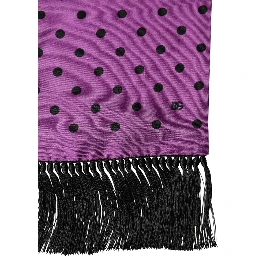 Violet Polka Dot Fringes Neck Foulard Scarf