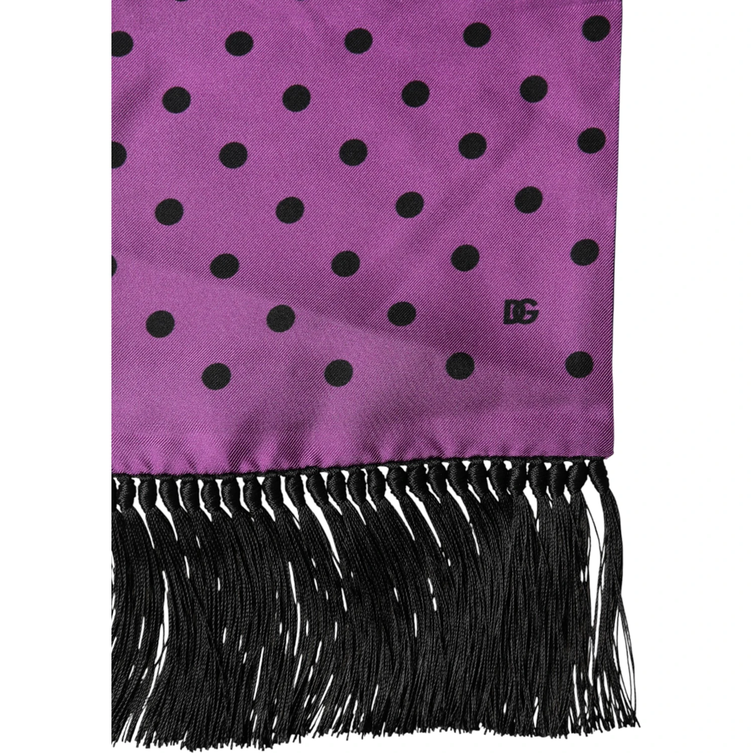 Violet Polka Dot Fringes Neck Foulard Scarf