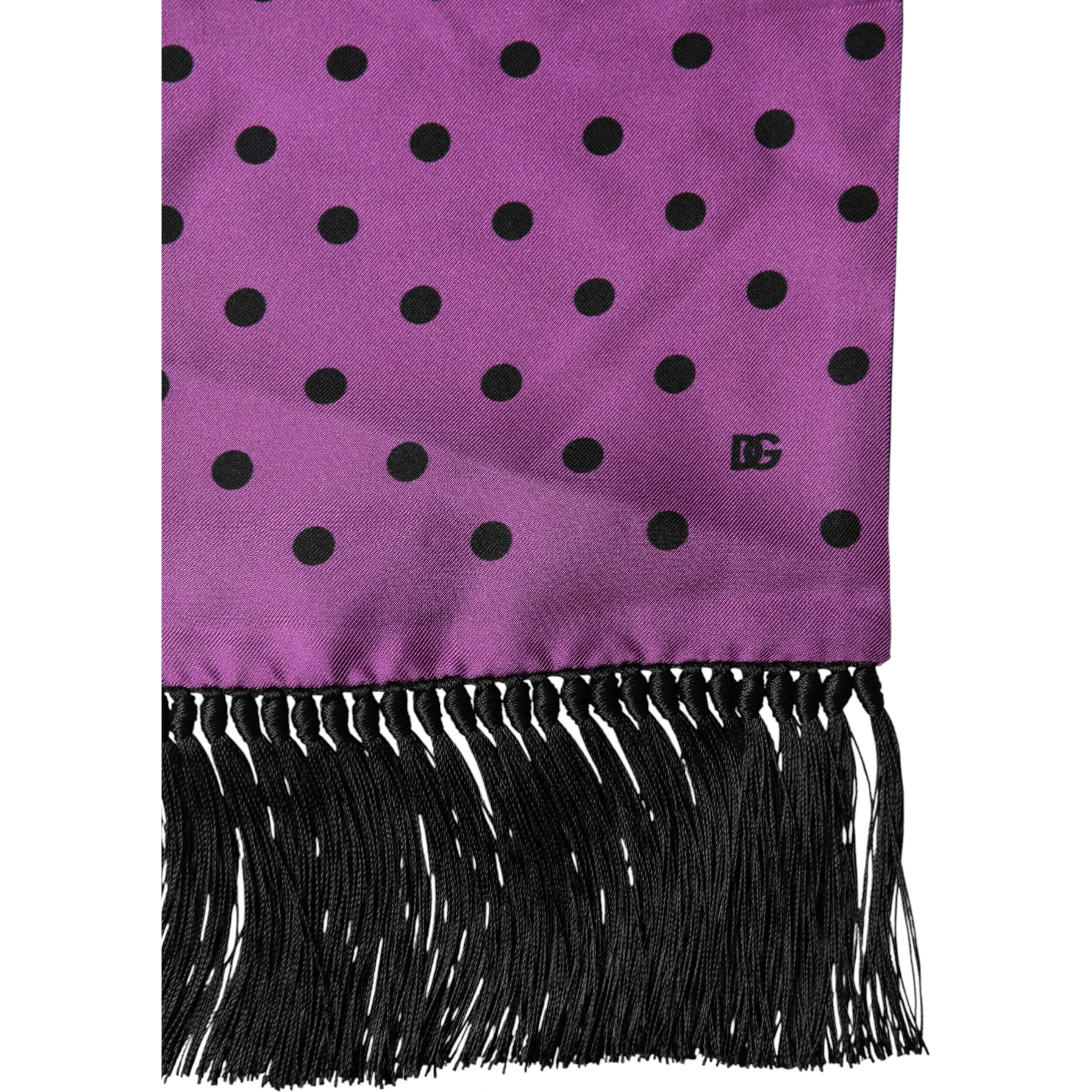 Violet Polka Dot Fringes Neck Foulard Scarf