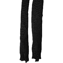 Black Wool Knitted Neck Wrap Shawl Men Scarf