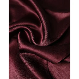 Maroon Silk Satin Fringes Neck Foulard Scarf