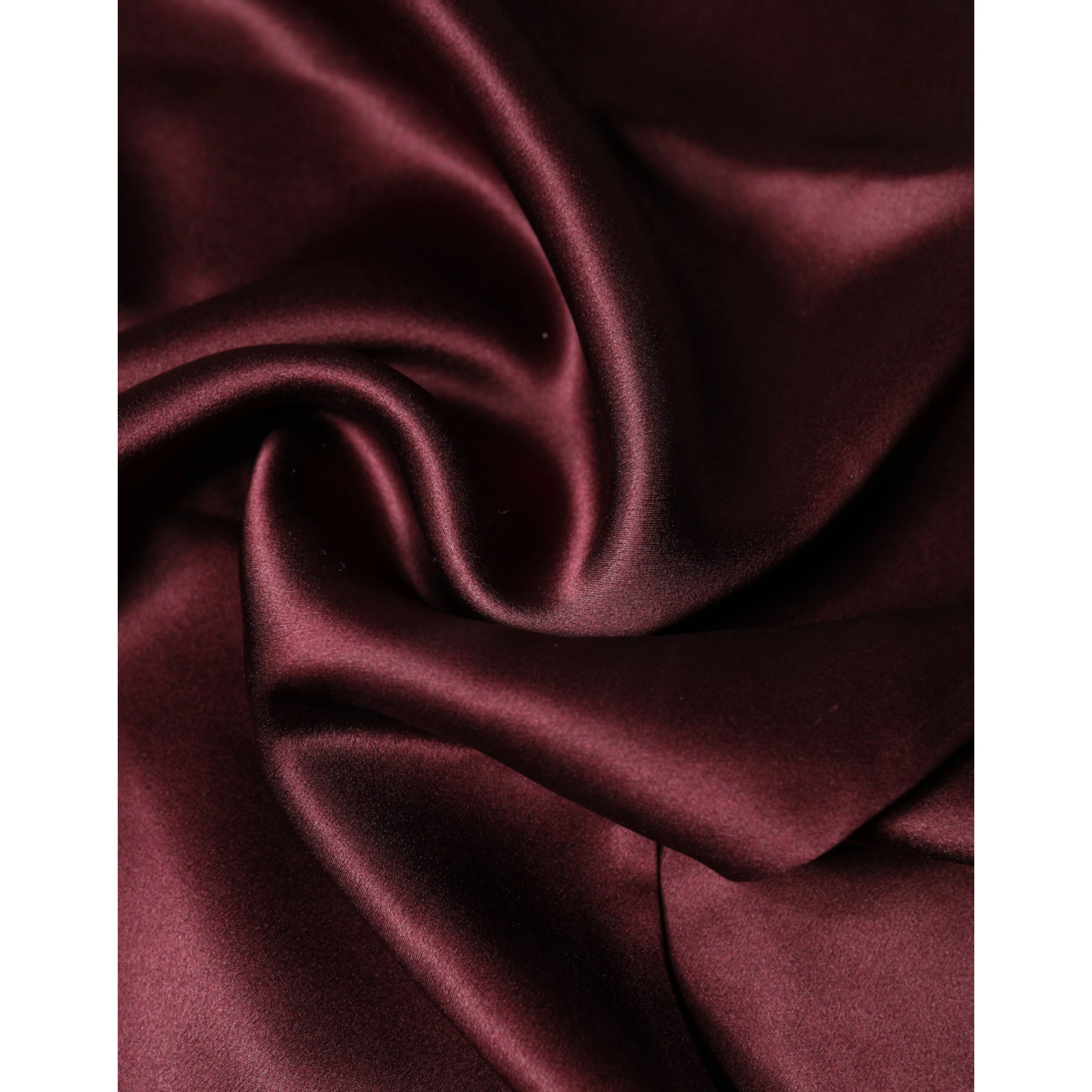 Maroon Silk Satin Fringes Neck Foulard Scarf