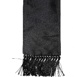 Black Silk Fringes Neck Wrap Foulard Scarf