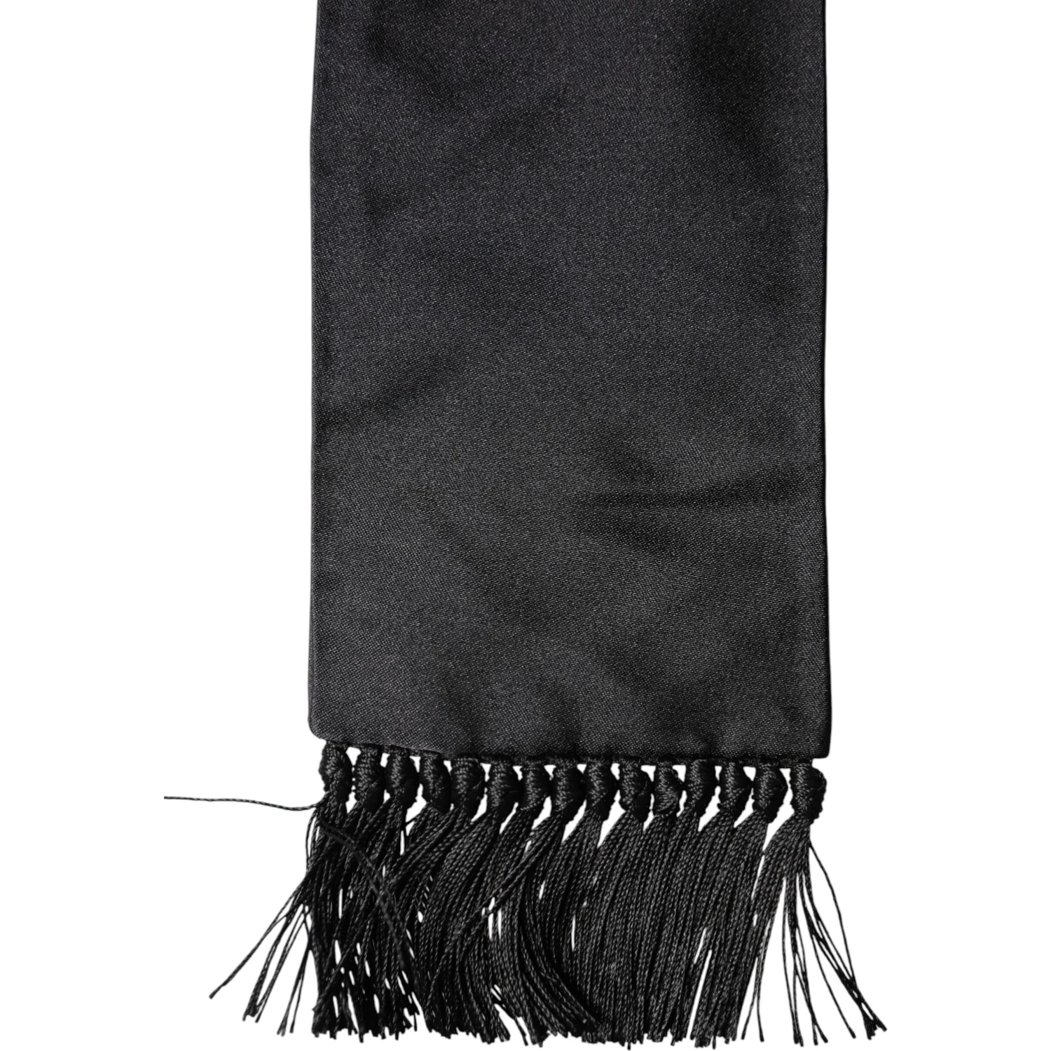 Black Silk Fringes Neck Wrap Foulard Scarf