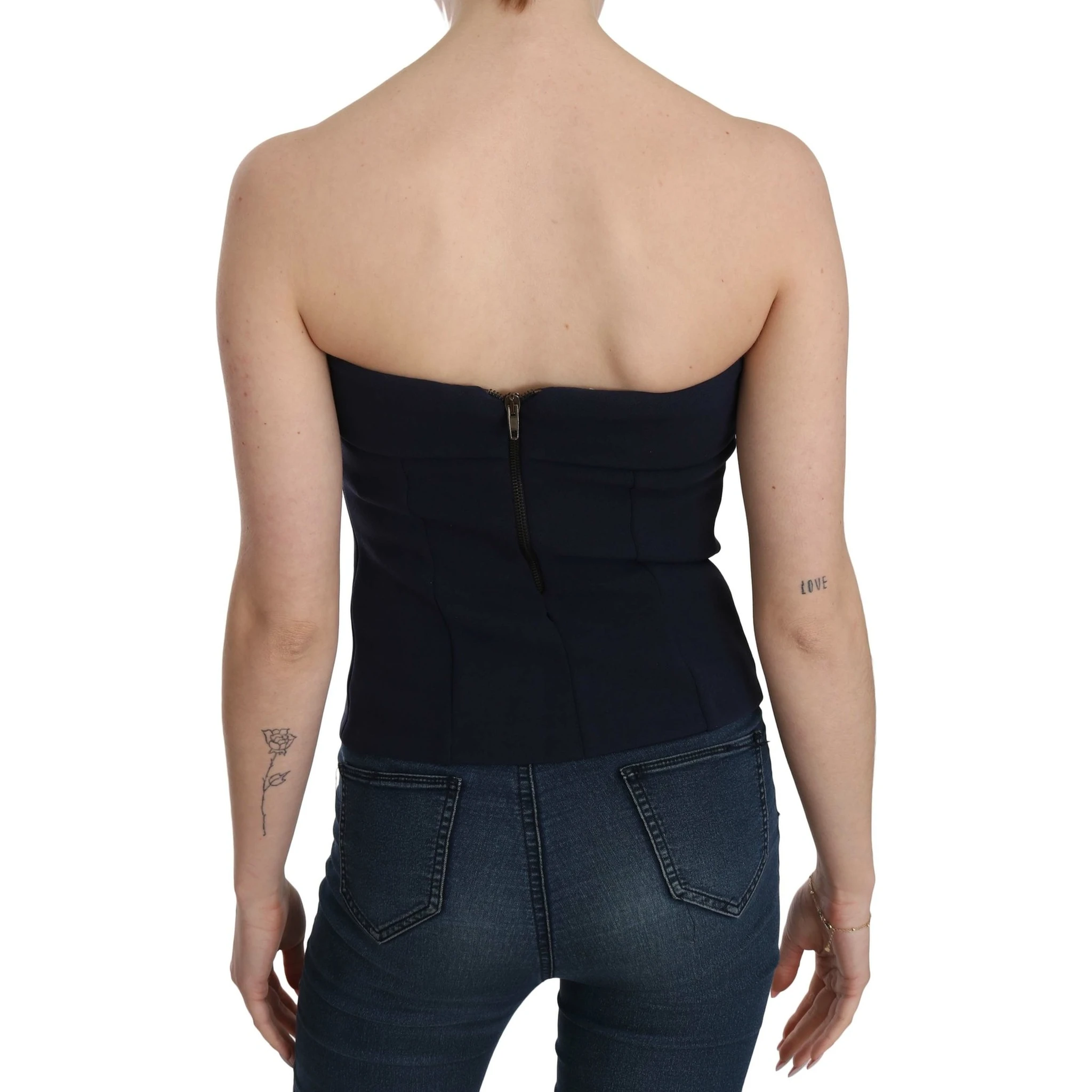 Strapless Zipper Back Tube Top Blouse