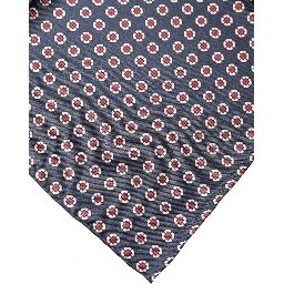 Blue Patterned Silk Square Handkerchief Scarf