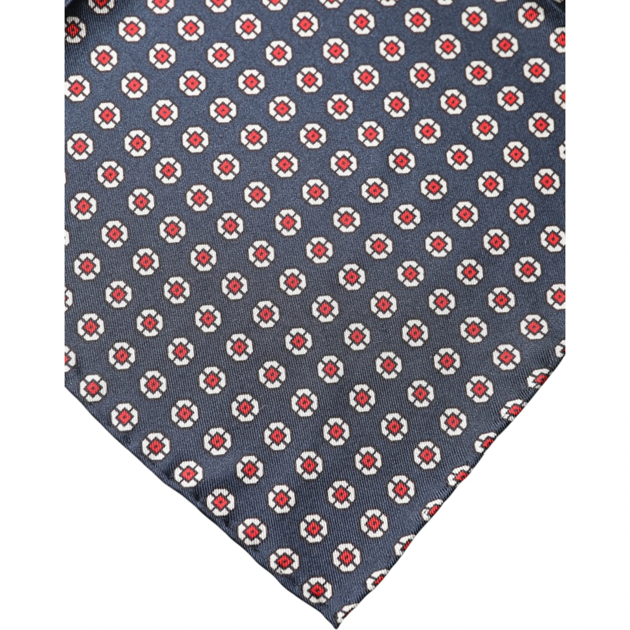 Blue Patterned Silk Square Handkerchief Scarf