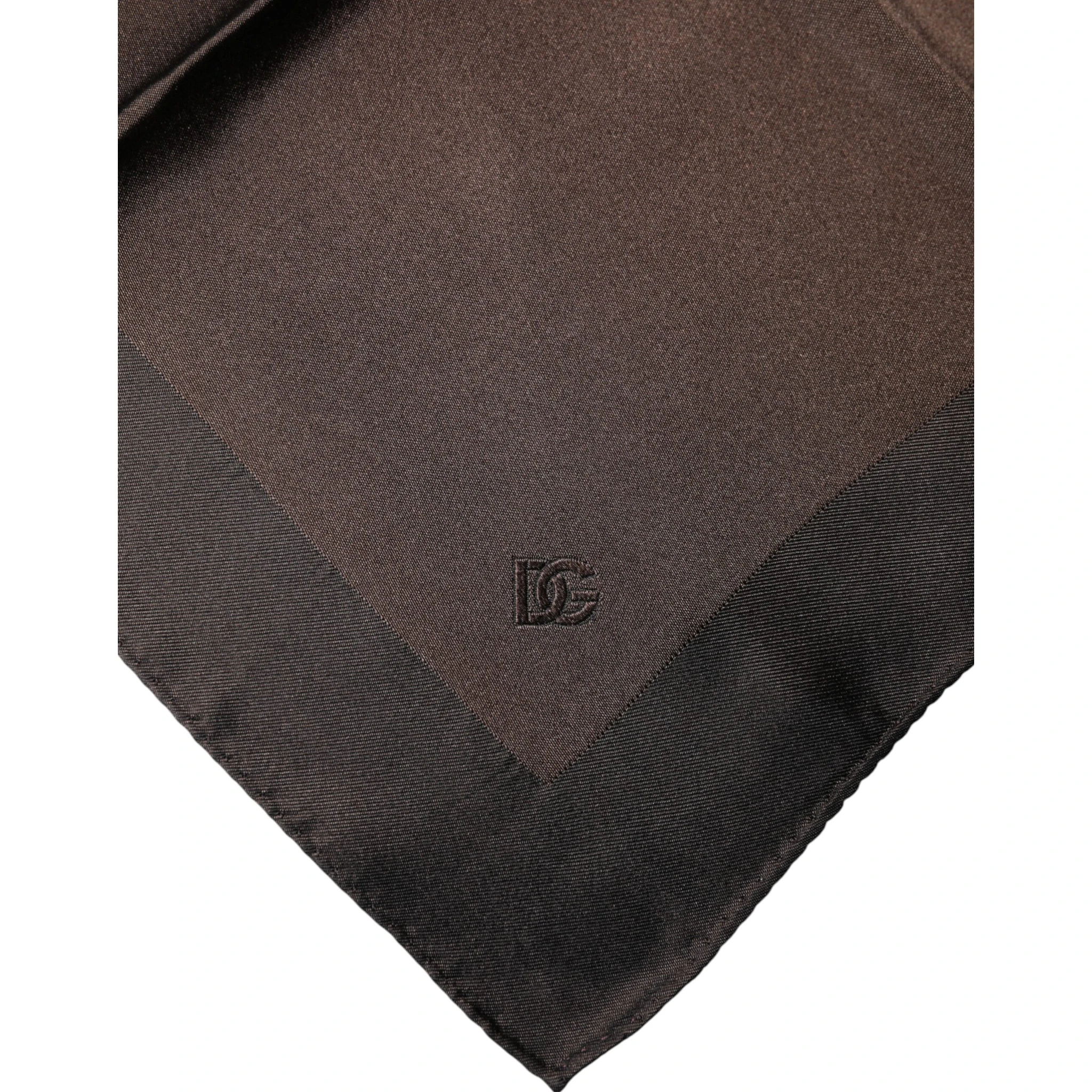 Brown Logo Silk Square Handkerchief Scarf