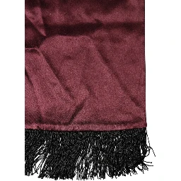 Maroon Silk Satin Fringes Neck Foulard Scarf