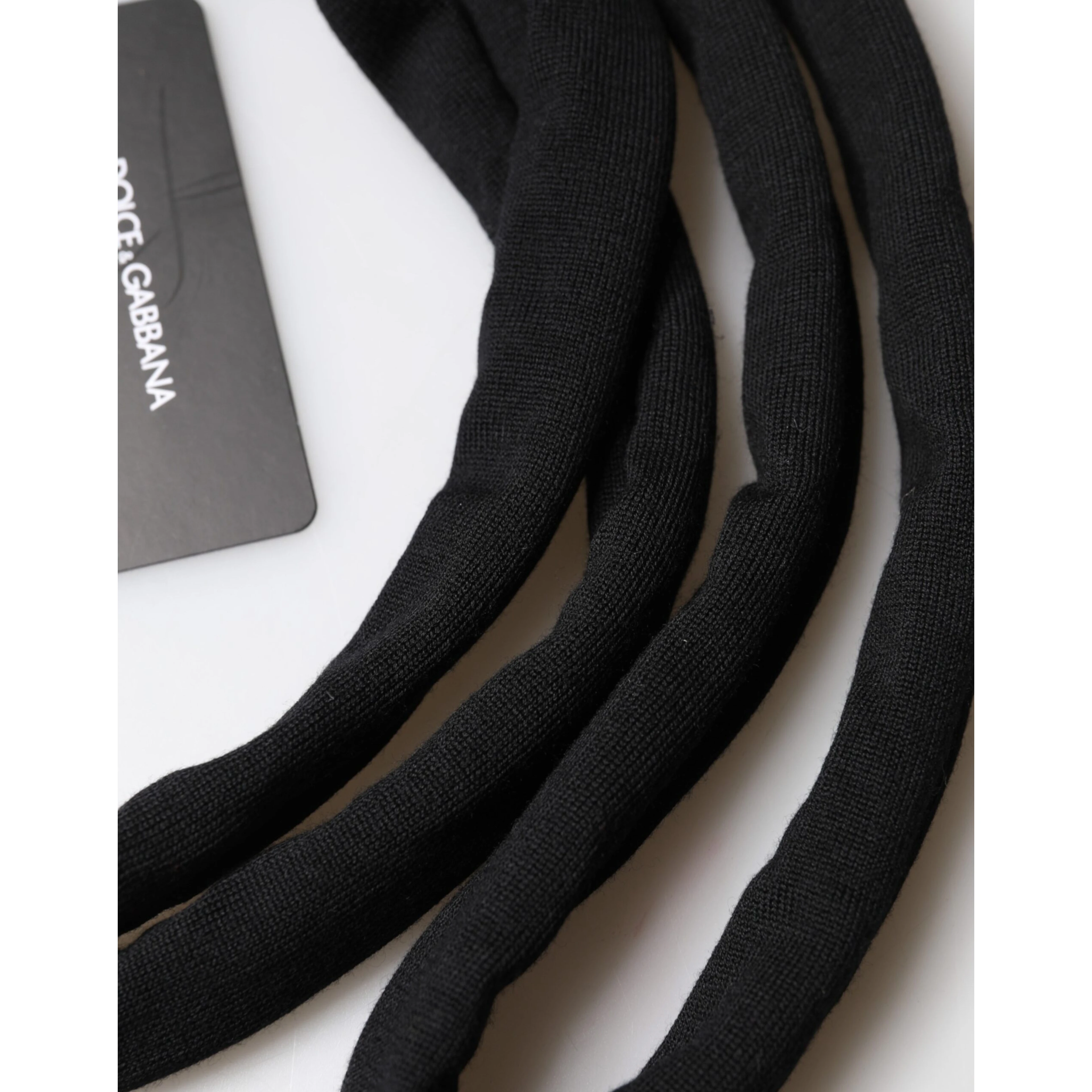 Black Wool Knitted Neck Wrap Shawl Men Scarf