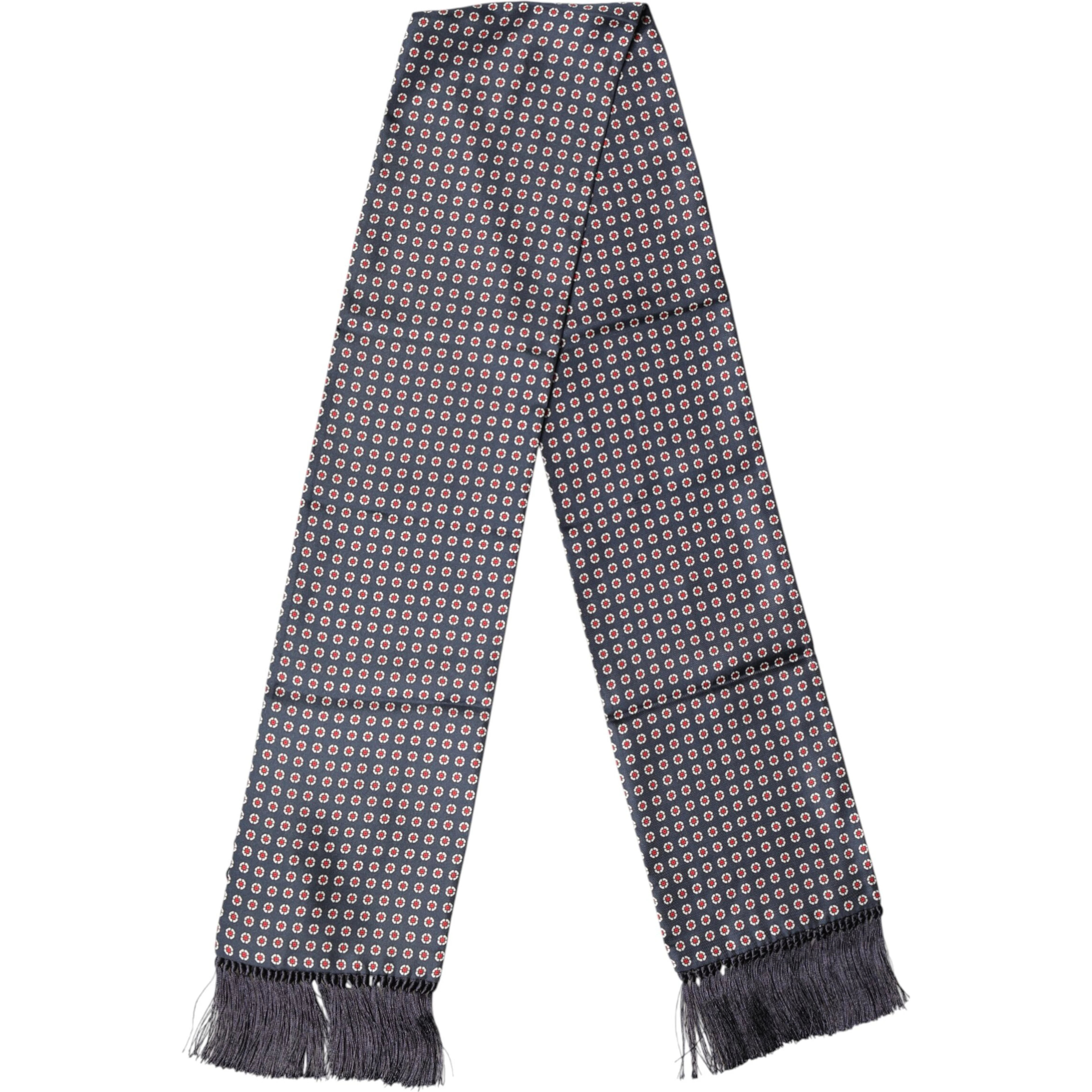 Black Patterned Fringes Neck Foulard Scarf